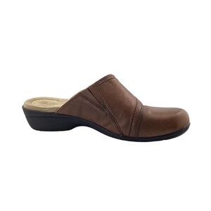 Bass Women’s Capri Buckle Brown Leather‎ Clogs Size 10 Slip On